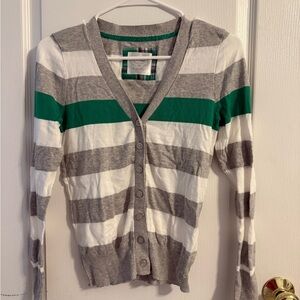Justice Gray and Green Striped Cardigan